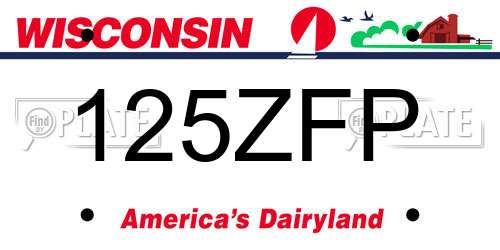 125ZFP Wisconsin License Plate