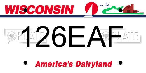 126EAF Wisconsin License Plate