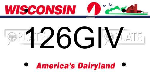 126GIV Wisconsin License Plate