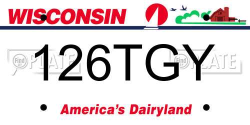 126TGY Wisconsin License Plate