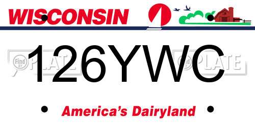 126YWC Wisconsin License Plate