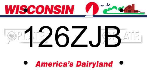 126ZJB Wisconsin License Plate