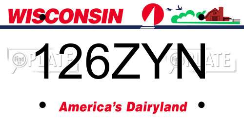 126ZYN Wisconsin License Plate