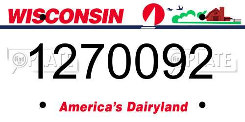 1270092 Wisconsin License Plate