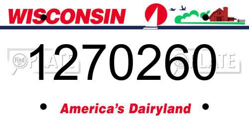 1270260 Wisconsin License Plate
