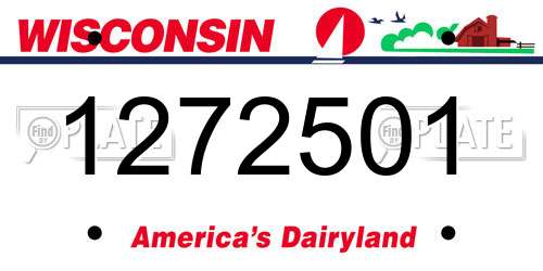 1272501 Wisconsin License Plate