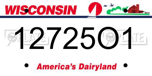 12725O1 Wisconsin License Plate