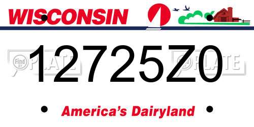 12725Z0 Wisconsin License Plate