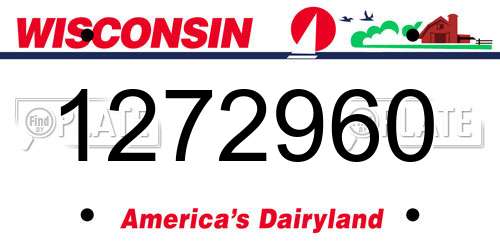 1272960 Wisconsin License Plate