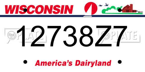 12738Z7 Wisconsin License Plate