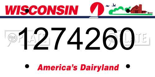 1274260 Wisconsin License Plate