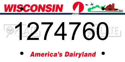 1274760 Wisconsin License Plate