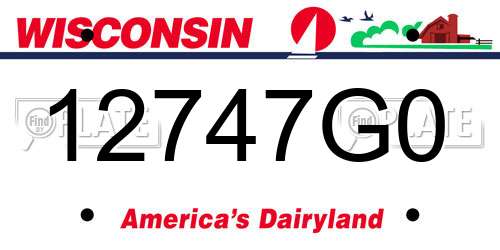 12747G0 Wisconsin License Plate