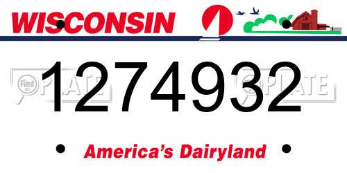 1274932 Wisconsin License Plate