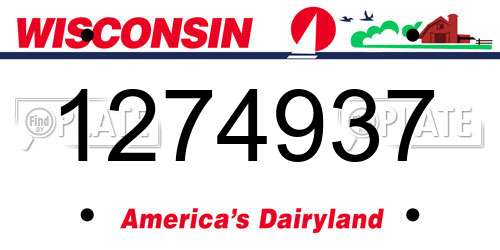 1274937 Wisconsin License Plate