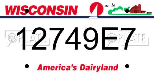12749E7 Wisconsin License Plate