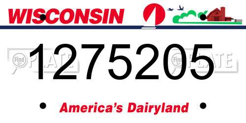 1275205 Wisconsin License Plate