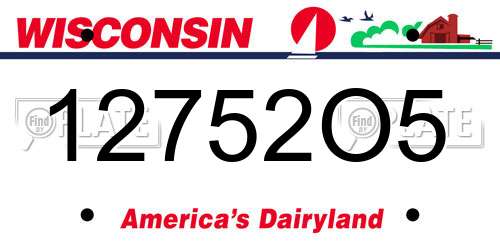 12752O5 Wisconsin License Plate