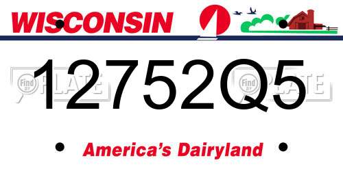 12752Q5 Wisconsin License Plate