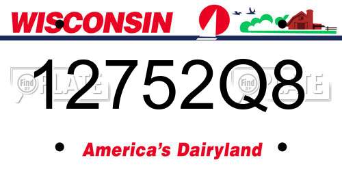 12752Q8 Wisconsin License Plate