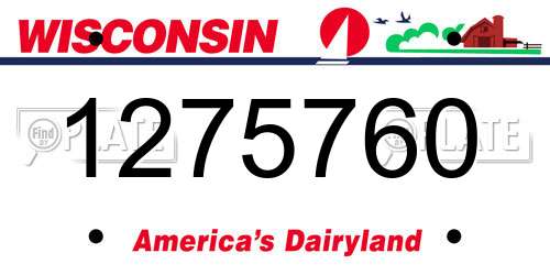 1275760 Wisconsin License Plate