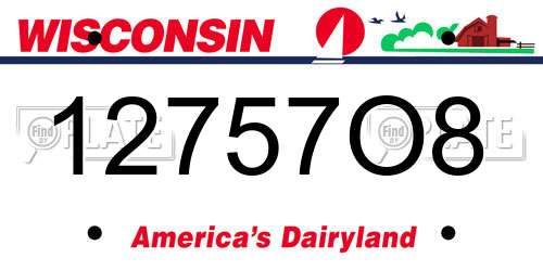 12757O8 Wisconsin License Plate
