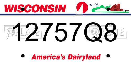 12757Q8 Wisconsin License Plate
