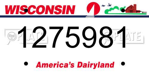 1275981 Wisconsin License Plate