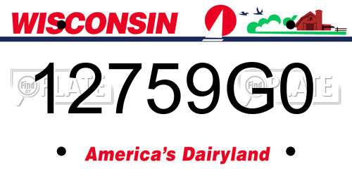 12759G0 Wisconsin License Plate