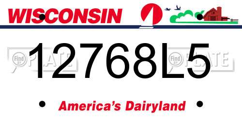 12768L5 Wisconsin License Plate