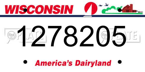 1278205 Wisconsin License Plate
