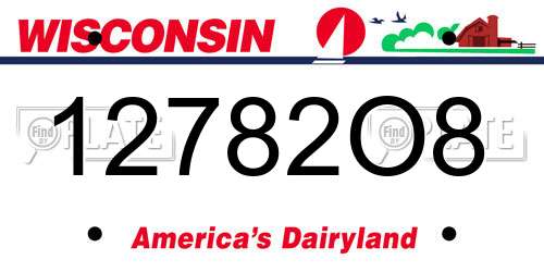 12782O8 Wisconsin License Plate
