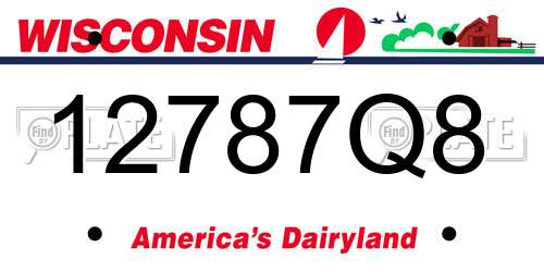 12787Q8 Wisconsin License Plate