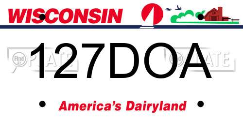 127DOA Wisconsin License Plate