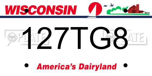 127TG8 Wisconsin License Plate