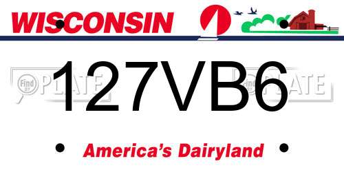 127VB6 Wisconsin License Plate