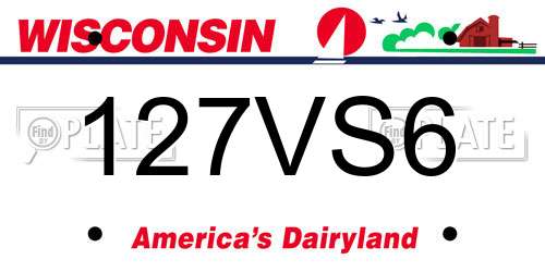 127VS6 Wisconsin License Plate