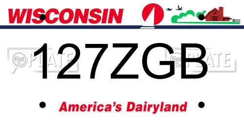 127ZGB Wisconsin License Plate
