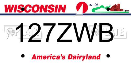 127ZWB Wisconsin License Plate