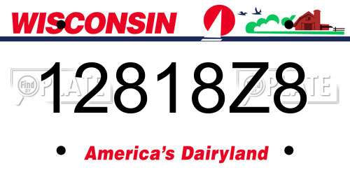 12818Z8 Wisconsin License Plate