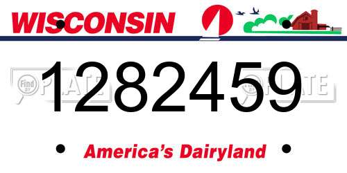 1282459 Wisconsin License Plate