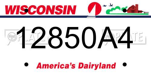 12850A4 Wisconsin License Plate