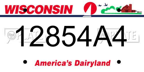 12854A4 Wisconsin License Plate