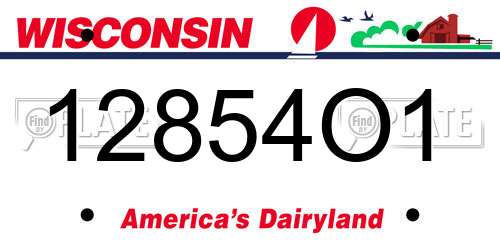 12854O1 Wisconsin License Plate