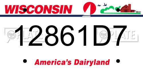 12861D7 Wisconsin License Plate