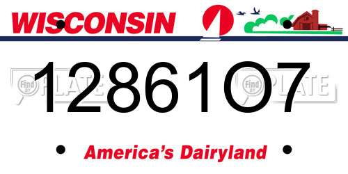 12861O7 Wisconsin License Plate