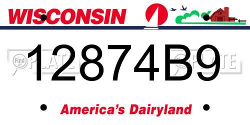 12874B9 Wisconsin License Plate