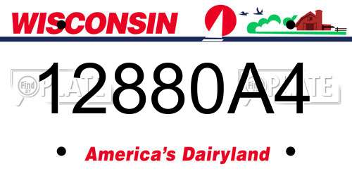 12880A4 Wisconsin License Plate