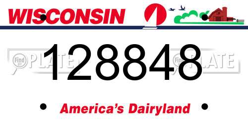 128848 Wisconsin License Plate
