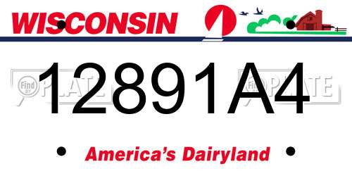 12891A4 Wisconsin License Plate